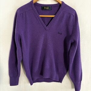 Pringle of Scotland Wool Sweater Women Size 40 Purple V Neck Office Party Preppy